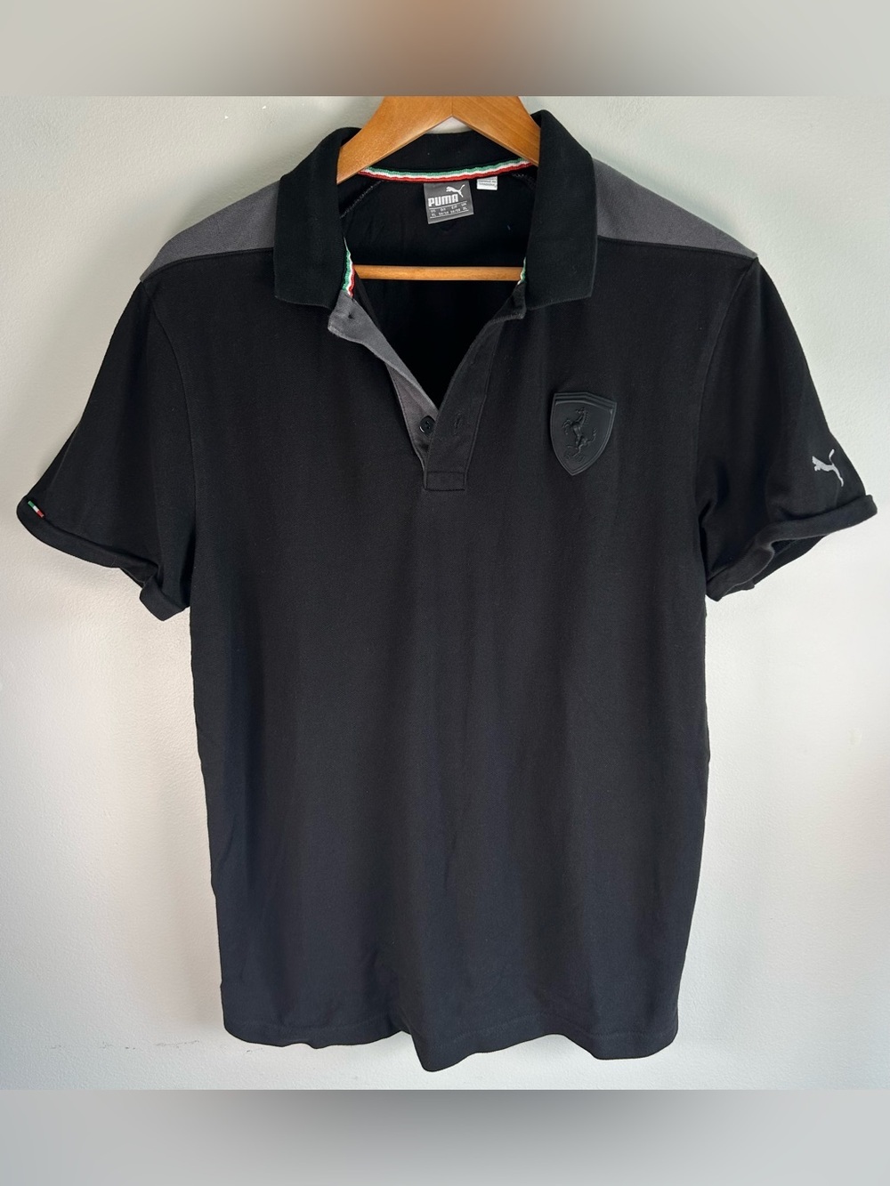Puma Ferrari Men’s Polo Shirt XL Black Pique Italy Cars Racing Sport Authentic